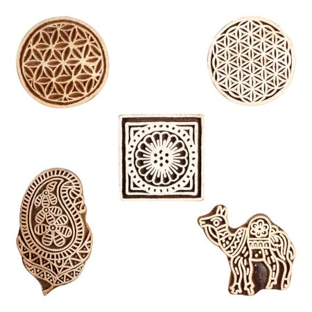 Set of 5 Piece New Mix Wooden Printing Block